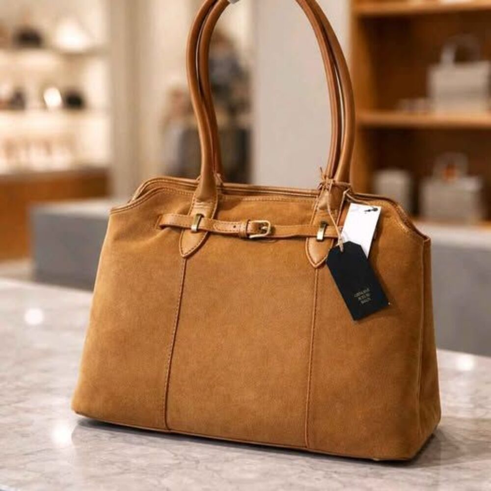 New Tan Suede & Leather Handbag